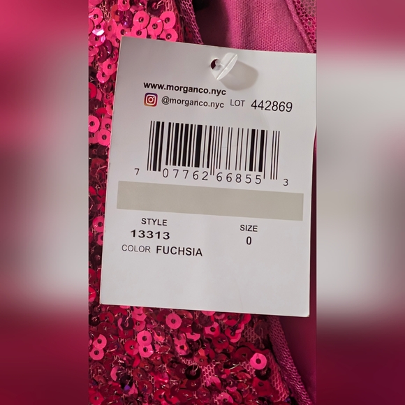 Morgan & Co. Fuchsia Sequin V-Neck Maxi Dress - Picture 6 of 8